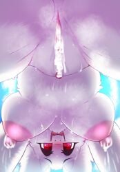 absurd_res after_sex anthro areola big_breasts blush bodily_fluids boss_monster_(undertale) bovid breasts caprine cum cum_in_pussy cum_inside female fur genital_fluids genitals goat hi_res horn lactating looking_at_viewer mammal mature_female milkteafox nipples nude pussy smile solo toriel undertale undertale_(series) white_body white_fur