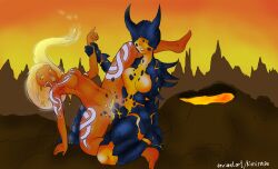 1futa 1girls cum cum_in_pussy cum_inside female futa_on_female futanari goddess hi-rez_studios igneous_terra kimirasu lava_cum mythology nude orange_body sex smite sol_(smite) spread_legs terra_(smite) vaginal_penetration vaginal_sex