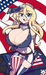 1girls 2019 american_flag asymmetrical_legwear bare_shoulders big_breasts blonde_hair blue_eyes breasts cleavage clothed clothes clothing collar elbow_gloves eyebrows_visible_through_hair female female_only fingerless_gloves flag_background gloves hair_between_eyes hi_res highres hips huge_breasts human human_only humanoid iowa_(kantai_collection) joeydrawss kantai_collection large_breasts long_hair looking_at_viewer miniskirt navel open_mouth salute sitting skirt smile solo solo_female striped striped_legwear teeth thick thick_thighs thighhighs thighs thin_waist tongue uneven_legwear upper_teeth voluptuous wide_hips wrist_cuffs zettai_ryouiki