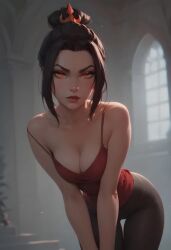 ai_generated avatar_legends avatar_the_last_airbender azula bending_forward bending_over big_breasts hourglass_figure orange_eyes seductive seductive_eyes seductive_gaze seductive_look seductive_pose seductive_smile