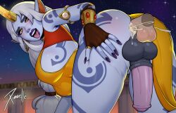 1boy 1futa ahe_gao anal anal_sex animal_genitalia animal_genitalia_on_humanoid animal_penis ass athletic athletic_futa backsack backside balls ballsack bent_over big_penis big_thighs blue_skin blush breasts cock-tail cum cum_in_ass cumdrip cumshot curvy dickgirl dickgirl/male dress dress_aside ejaculation erection flared_penis from_behind futa_is_bigger futa_sans_pussy futanari horn horse horsecock horsecock_futa horsecock_on_humanoid human human_penetrating intersex large_penis league_of_legends long_hair male male_on_futa no_panties no_underwear open_mouth penis pink_penis pointy_ears ponytail presenting presenting_ass soraka source_request taint tattoo testicles thick_penis thigh_squish tongue tongue_out white_hair wide_hips xinaelle yellow_eyes