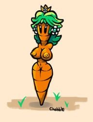 alternate_species anthro carrot chabble leaf leaf_hair mario_(series) plant plant_girl post_transformation princess_daisy simple_background super_mario_bros. vegetable