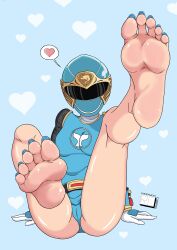 blue_ranger feet_soles foot_fetish hurricane_blue nanami_nono ninpuu_sentai_hurricanger pink_soles