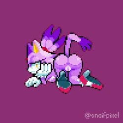 animated ass ass_focus blaze_the_cat blinking bored bored_expression bouncing_ass bouncy cat_ears cat_tail gloves gloves_and_boots_only high_heels jiggle jiggling_ass jiggling_butt loop narrowed_eyes pixel_animation pixel_art ponytail purple_fur snailpixel solo solo_female solo_focus sonic_the_hedgehog_(series) unbothered vagina white_gloves