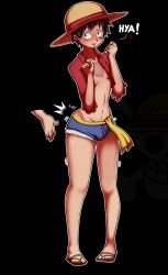 ass_jiggle ass_slap ass_slapping bulge embarrassed femboy gay girly hung_femboy male male_only moan monkey_d_luffy oddrich one_piece short_shorts sissy spank text thick_femboy trap yaoi