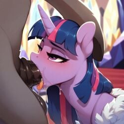 ai_generated animal_genitalia animal_penis equine_genitalia equine_penis female friendship_is_magic fur grey_body grey_fur hasbro king_sombra_(mlp) male my_little_pony oral penis purple_body purple_fur sex twilight_sparkle_(mlp)