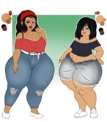 2girls agustina_gramajo argentina ass ass_grab bed big_ass big_breasts black_hair breasts bubble_butt camila_gramajo dat_ass fat_ass female female_only full_body hand_on_ass huge_ass large_ass latina long_hair oc original rocksbear_(artist) sisters