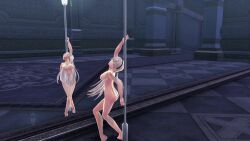 ao_no_kiseki big_breasts eiyuu_densetsu elie_macdowell mirror mirror_reflection pole_dancing sen_no_kiseki silver_hair stripper_pole tagme trails_of_cold_steel video zero_no_kiseki