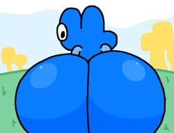 1boy ass battle_for_dream_island bfb big_ass big_butt black_eyes blue_skin butt fat_ass fat_butt four_(bfb) huge_ass huge_butt hyper_ass looking_at_viewer looking_back looking_back_at_viewer male male_only object_shows solo steroidm thick_ass thick_butt