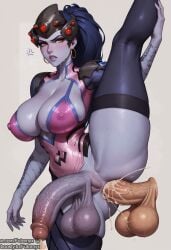 1futa ai_generated balls ballsack blush blush dickgirl futanari futornyx huge_balls huge_breasts huge_cock huge_cock large_breasts large_testicles overwatch purple_skin sagging_balls saggy_balls shemale shiny_skin shy solo sweat sweating sweaty tagme testicles thick_thighs veiny_penis wide_hips widowmaker