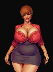 big_breasts bimbo boobsgames breasts busty dress female female_focus female_only hourglass_figure joan_holloway large_areolae large_breasts mad_men makeup milf puffy_nipples redhead skin_tight skin_tight_dress smile wide_hips