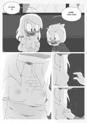 absurd_res anatid anseriform avian bird black_and_white breast_grab breasts clothing comic della_duck dewey_duck dialogue disney duck ducktales ducktales_(2017) duo female hand_on_breast hi_res incest male monochrome mother mother_and_child mother_and_son parent parent_and_child son therita3k window