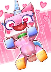 <3_eyes absurd_res blush bodily_fluids breasts cum cum_in_pussy cum_inside duo fangs female female_feral feral genital_fluids heart hi_res lego male male/female male_on_feral penetration pink_body sex the_lego_movie unikitty unikitty! uyu vaginal_penetration