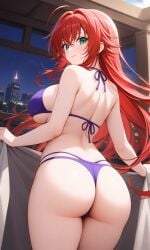 ai_generated ass_focus big_ass bikini city green_eyes high_school_dxd huge_ass night purple_bikini red_hair red_hair_female rias_gremory