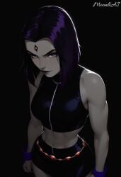 ai_generated bodysuit dc dc_comics latex latex_bodysuit moonliai purple_hair rachel_roth raven_(dc) simple_background teen_titans