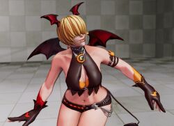 1girls bat bat_wings belly big_breasts blonde_hair busty costume female gloves halloween halloween_costume human king_of_fighters light-skinned_female light_skin long_hair minishorts pale-skinned_female pale_skin ponytail shermie_(kof) shorts standing tail thick_thighs thighs tied_hair topwear voluptuous voluptuous_female wide_hips wings