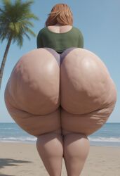 1girls 3d ai_generated ass ass_cheeks ass_focus back back_view background beach big_ass big_booty big_bottom big_buttocks blonde_hair booty bubble_ass bubble_butt buttocks cellulite colossal_ass dat_ass enormous_ass fat_ass gigantic_ass green_shirt huge_ass hyper_ass lard_ass large_ass long_hair long_legs massive_ass mature_female milf palm_tree panties pawg sand sea shirt solo solo_female stretch_marks tagme