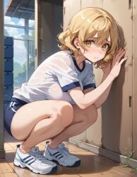 ai_generated blonde_hair gym_uniform historyia original original_character scared short_hair witch_gem_disaster