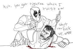 2boys anal blood clothed_sex deadpool deadpool_&_wolverine_(2024) english_text gay impaled katana male/male marvel marvel_cinematic_universe mask monochrome pectorals sex_from_behind short_hair stab wolverine_(x-men) x-men yankaton yaoi