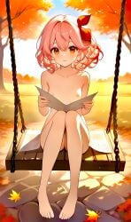 2boys 2girls 3d_hentai_beauties barefoot big_cock blush brown_eyes curly_hair fire_emblem fire_emblem_echoes:_shadows_of_valentia fire_emblem_heroes flat_chest genny_(fire_emblem) nature nedak1234 nude_female on_swing outdoors outside petite pink_hair red_ribbon semen sitting smile solo_focus