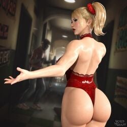 1girls 3d ass blonde_hair blue_eyes bubble_butt dat_ass female juliet_starling lollipop_chainsaw nordfantasy pawg pigtails presenting_ass