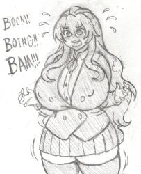 1girls aisaka_taiga alternate_breast_size big_breasts bouncing_breasts breast_expansion breasts brian12 buttons clothed clothes clothing dialogue english_text female female_only fully_clothed hips huge_breasts human human_only humanoid large_breasts long_hair looking_down monochrome nipple_bulge school_uniform shortstack simple_background sketch solo solo_female sound_effects text thick thick_thighs thighhighs thighs toradora! white_background wide_hips