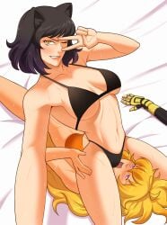 2girls blake_belladonna canon_couple rwby yang_xiao_long yellow_nicky_(artist)