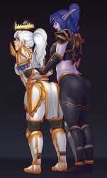 2girls armor athletic athletic_female big_breasts blue_eyes blue_hair breasts bubble_ass bubble_butt busty curvy curvy_ass curvy_body curvy_female curvy_figure curvy_hips curvy_thighs cuti-chan death_knight death_knight_(warcraft) elf elf_ears feet female female_only femdom glowing_eyes hand_on_ass hips human legs melwinne night_elf night_elf_death_knight pale-skinned_female pale_skin pink_skin pointy_ears thick_ass thick_thighs thighs toes valencia_whitmore warcraft white_hair wide_hips world_of_warcraft wow yuri