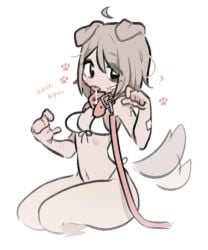 ? angwrie bikini blep collar dog_ears dog_girl female leash leash_and_collar oc puppy puppy_girl puppyplay self_harm_scars swimsuit tongue tongue_out