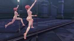 ao_no_kiseki eiyuu_densetsu medium_breasts mirror mirror_reflection noel_seeker pole_dancing red_hair sen_no_kiseki stripper_pole tagme trails_of_cold_steel video zero_no_kiseki