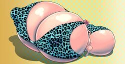 breasts_bigger_than_body breasts_bigger_than_head breasts_bigger_than_torso df43_(artist) glasses goat goat_girl hourglass huge_ass huge_breasts hyper_ass hyper_breasts hyper_hourglass leopard_print massive_ass massive_breasts pink_hair poodledoodles