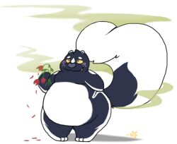 chubby_male fart fart_fetish flower flowers furry male rose_petals sacredsun519 simple_background skunk stink stink_lines stinky thick wilting_flowers wilting_plants