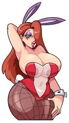 big_ass big_breasts bunny_costume bunny_ears bunny_girl bunny_tail bunnysuit disney female_only green_eyes hair_covering_eye jessica_rabbit large_areolae nipples red_hair red_lipstick runny_makeup see-through see-through_clothing superspoe thick_thighs thunder_thighs transparent_bunnysuit who_framed_roger_rabbit wide_hips