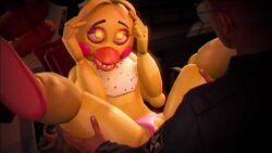 1boy 1girls 3d animated animatronic artificial_vagina bib exposed_pussy five_nights_at_freddy's five_nights_at_freddy's_2 froggysfm glowing_eyes human_on_robot missionary_position no_sound pleasure_face sex source_filmmaker tagme toy_chica_(fnaf) video