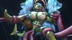 3d_(artwork) abs anal anthro big_breasts breasts deity digital_media_(artwork) double_penetration double_vaginal dragon feathered_dragon feathered_wings feathers female fish halo hi_res holding_arm holding_legs holding_tail holding_waist horn hybrid marine muscular muscular_female orianne_larone penetration sanguine_paladin shark solo source_filmmaker tentacle tentacle_penetration tentacle_sex vaginal_penetration wings