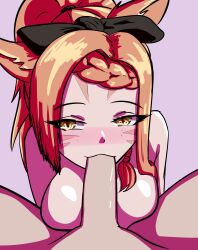 blowjob cat_ears chaoshound daphne final_fantasy final_fantasy_xiv miqo'te orange_hair yellow_eyes