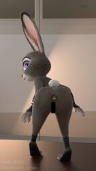 3d anthro ass blender_(software) buttplug buttplug_in_ass censored female female_only grey_fur judy_hopps nude_female policewoman rabbit tamagosan zootopia