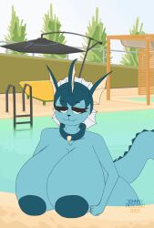 1girls 5_fingers animated anthro anthro_only anthrofied areola bare_shoulders big_breasts blue_areola blue_nipples bouncing_breasts bra breasts cleavage collar eeveelution eyelashes female female_only fin fingers generation_1_pokemon hair hi_res hips huge_breasts humanoid inviting johnnypescado ladder large_breasts looking_at_viewer naked nintendo nipples nude nude_female nudity panties plant pokémon_(species) pokemon poolside raised_tail sagging_breasts scales solo solo_female tail_motion taunting thick thick_thighs thighs top_heavy tree umbrella underwear vaporeon video_games water wide_hips