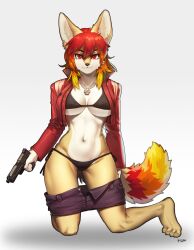 big_breasts breasts clothed clothing female firearm fur furry furry_only gun hi_res pgm300 schewiener tagme tagme_(character) tail