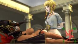 1futa 1girls 3d animated ass blonde_hair blue_eyes braids breasts cia_(the_legend_of_zelda) clothing corkscrew_position dark-skinned_female dark_skin footwear futa_on_female futadom futanari gloves handwear hylian hyrule_warriors interracial legwear linkle multiple_girls neckwear nintendo nipples no_sound on_side pale-skinned_futanari pale_skin sex sfmslayer source_filmmaker sweaty swimwear tagme the_legend_of_zelda vaginal_sex video