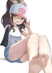 barefoot feet foot_fetish foot_focus hilda_(pokemon) pokemon toes