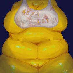 1:1 avian belly big_breasts bird breasts chica_(fnaf) chicken clothing female five_nights_at_freddy's galliform gallus_(genus) genitals hi_res phasianid pussy scottgames solo straiby voluptuous voluptuous_female wide_hips yellow_body