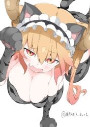 1girls all_fours alternate_costume cat_costume dragon_girl huge_breasts kobayashi-san_chi_no_maidragon maid_headdress miss_kobayashi's_dragon_maid okamoto_illust tagme tohru_(dragon_maid) white_gorilla_(okamoto)