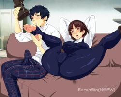 anime big_boner big_bulge big_penis boner boner_in_pants erection erection_under_clothing huge_cock huge_erection makoto_niijima no_nude no_nudity non_nude persona_5 twink yuuki_mishima