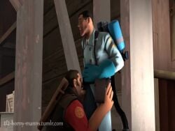 3d against_wall animated blowjob closed_eyes clothed clothed_sex enthusiastic_fellatio fellatio gay heavy_breathing kneeling looking_pleasured male male_only medic_(team_fortress_2) older_male_and_younger_male oral oral_sex panting sfm sniper_(team_fortress_2) source_filmmaker team_fortress_2 tf2 tf2_gentlemanns tf2_horny_manns video yaoi