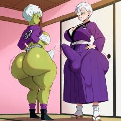 2futas ai_generated ass ass big_ass big_breasts big_butt breasts cheelai dragon_ball erection erection_under_clothes erection_under_loincloth fundoshi fundoshi_futanari fundoshilover101 futanari happi_(clothing) huge_ass huge_breasts huge_butt loincloth sarashi tabi_socks