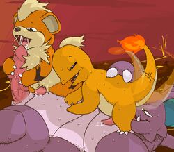 argon_vile charmander color cum_in_mouth cumshot fellatio fire furry gay growlithe interspecies male male_only multiple_males nidoking nintendo no_humans oral oral_sex orgasm pokemon pokemon_(species) pokemon_rgby rimming sweat tail tail_fire threesome