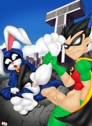 bestiality bunny_raven dc dc_comics dick_grayson female human interspecies male mammal rabbit rachel_roth raven_(dc) robin_(dc) robin_(dick_grayson) straight straight_hair tagme teen_titans vlade