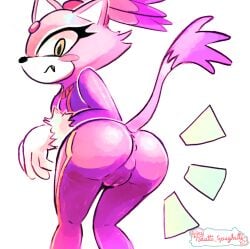 ass ass ass_focus blaze_the_cat bubble_butt cameltoe cat_ears cat_tail clothed clothing concerned feline female female_only latex looking_back mobian_(species) nautti_spaghetti purple_fur sega shiny_clothes small_breasts sonic_(series) sonic_riders sonic_rush sonic_the_hedgehog_(series) spandex tail tight_clothing white_background worried worried_expression yellow_eyes