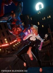 (spider-verse) 1boy 1futa 3d 3d_(artwork) big_balls big_penis blender blender_(software) blender_cycles city city_background cityscape fenderblender3d futanari gwen gwen_stacy hyper_penis latex latex_bodysuit latex_clothing latex_suit marvel marvel_comics marvel_rivals penis_size_difference small_penis spider-man spider-man:_across_the_spider-verse spider-man:_into_the_spider-verse spider-man_(marvel_rivals) spider-man_(series) stacy teasing